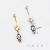ORNATE FILIGREE COFFIN CHARM WITH SPIDERWEB DETAILING BELLY BUTTON NAVEL RING 316L SURGICAL STEEL